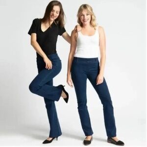 BETABRAND Pull-On Denim Pants Faux Pockets Mid-Rise Size Small